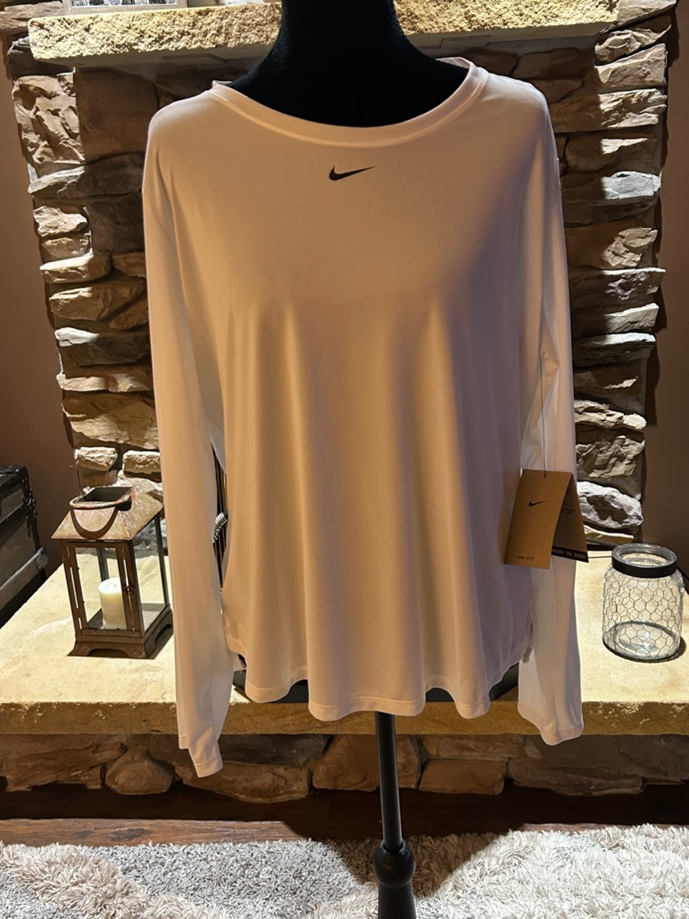 Nike Women’s White Long-Sleeve Dri-Fit Athletic Top